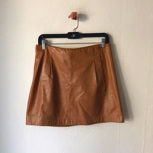 Fall Tan Leather Mini Skirt